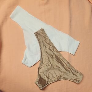 Elegant Brown and White Women's Thongs 2 Pack.